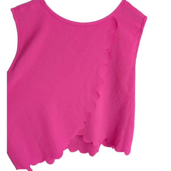 Marisol L Pink Sleeveless Top With Scalloped Heming Detail - Picture 2 of 7